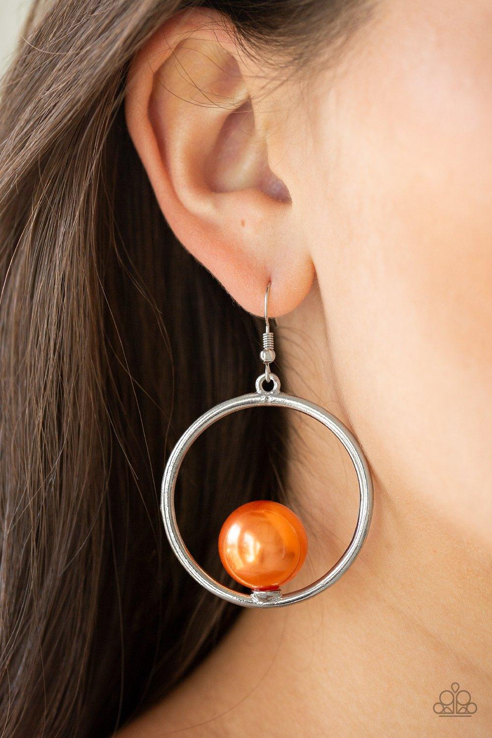 Paparazzi Accessories-Solitaire REFINEMENT - Orange Earrings