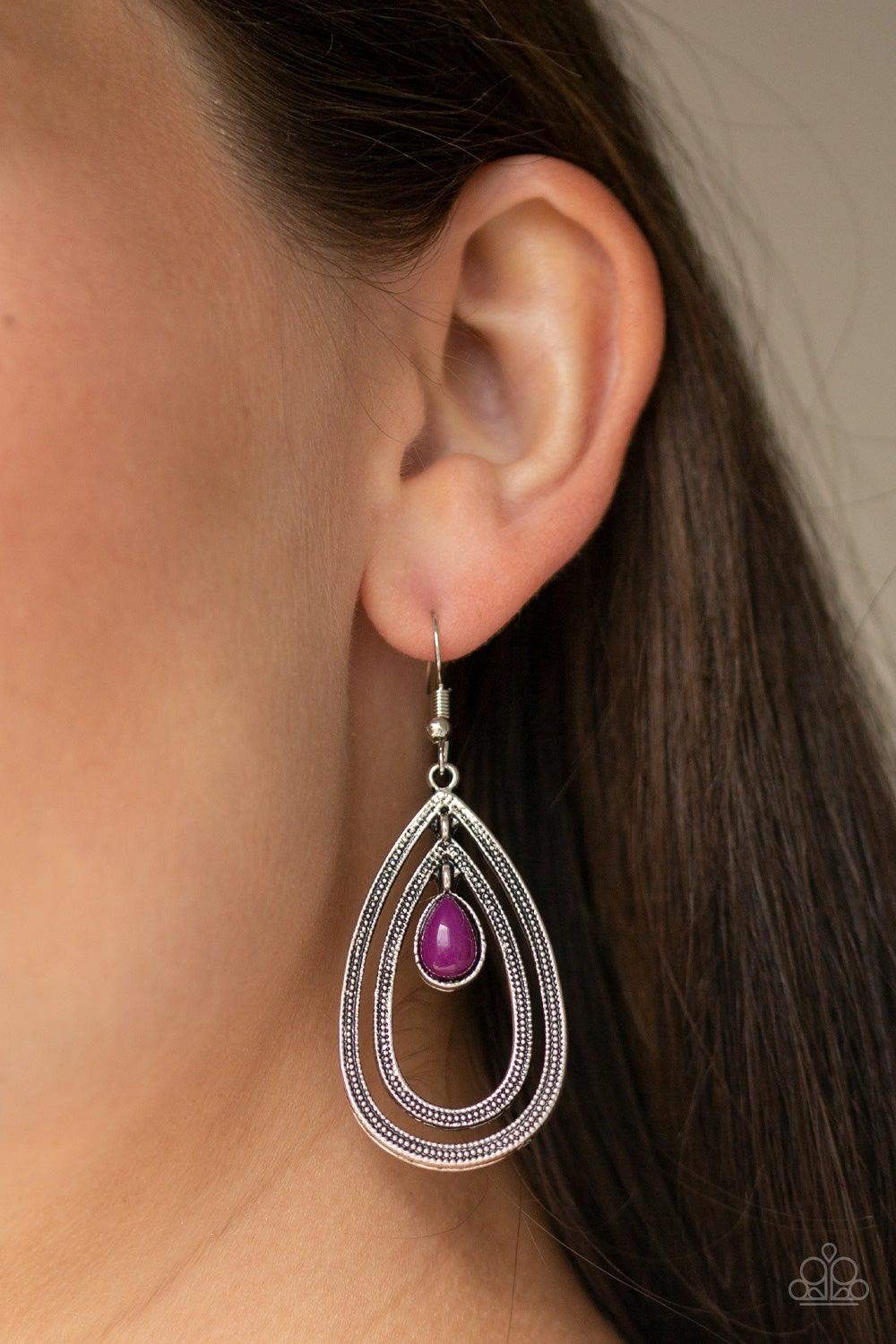 Paparazzi Accessories-Drops of Color - Purple Earrings