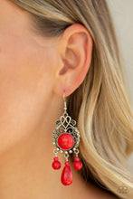 Paparazzi Accessories-Stone Bliss - Red Earrings