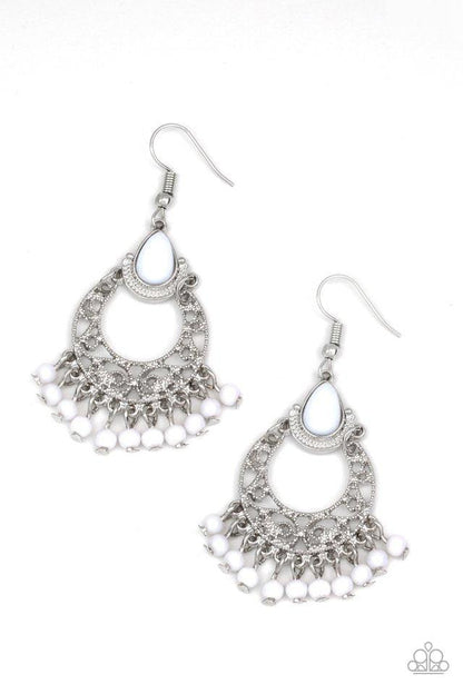 Paparazzi Accessories-Colorful Colada - White Earrings
