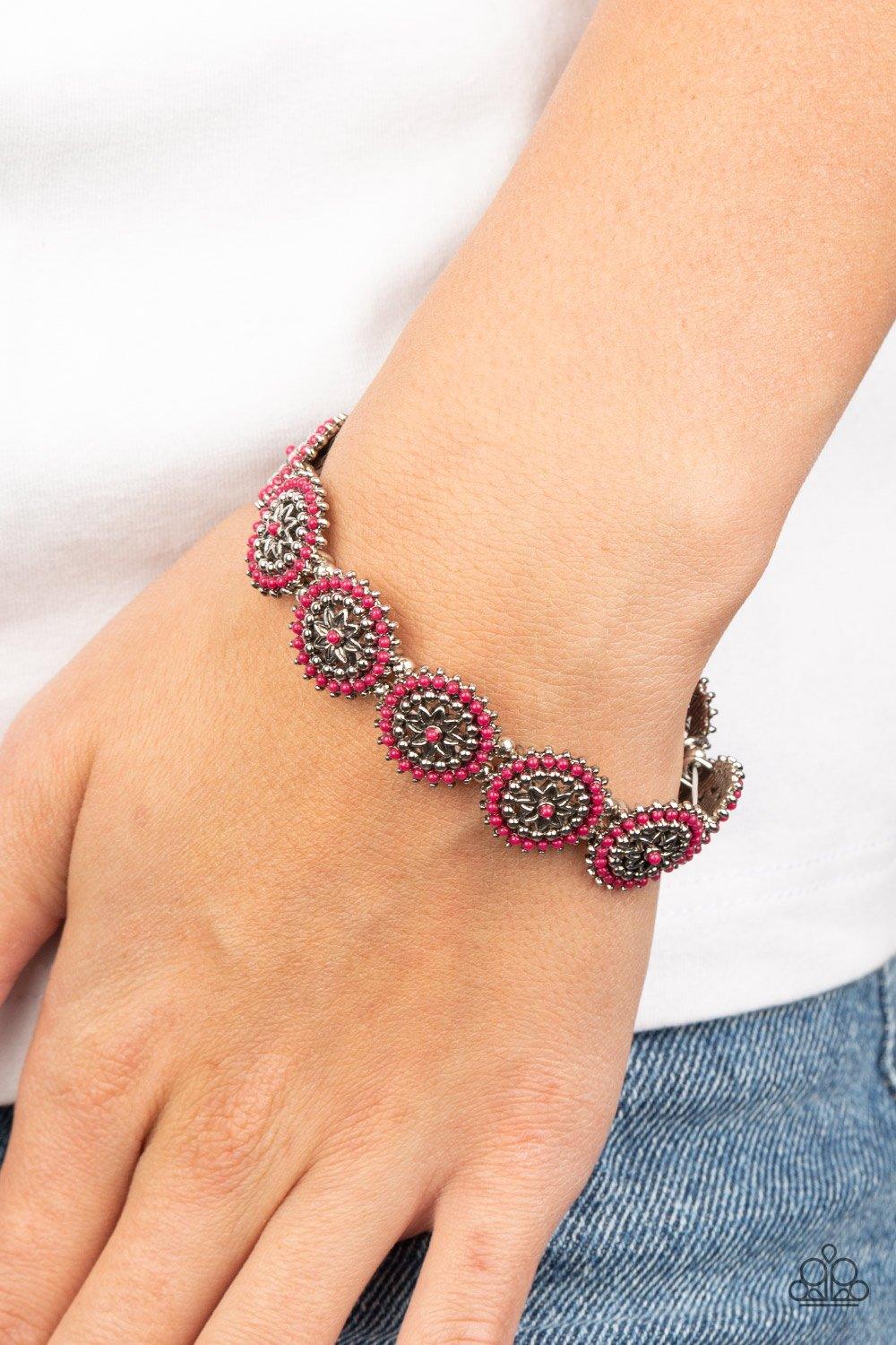  Paparazzi Accessories-Bohemian Flowerbed - Pink Bracelet