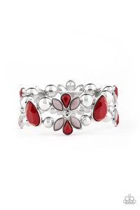 Paparazzi Accessories-Fabulously Flourishing - Red Bracelet