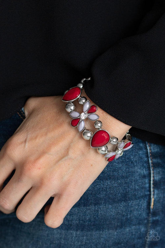 Paparazzi Accessories-Fabulously Flourishing - Red Bracelet
