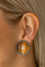  Paparazzi Accessories-Get Up and GLOW - Brown Clip-On Earrings