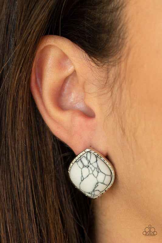 Marble Marvel White Earrings - Jewelry by Bretta