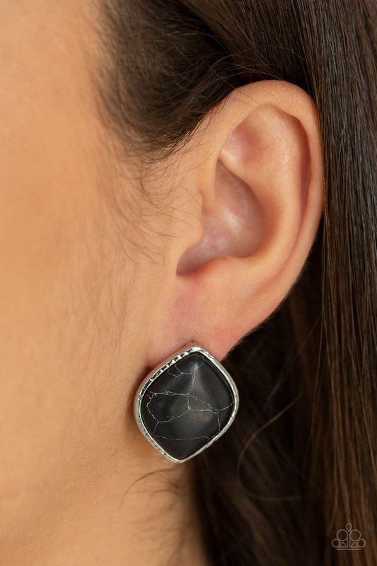 Paparazzi Accessories-Marble Marvel - Black Earrings
