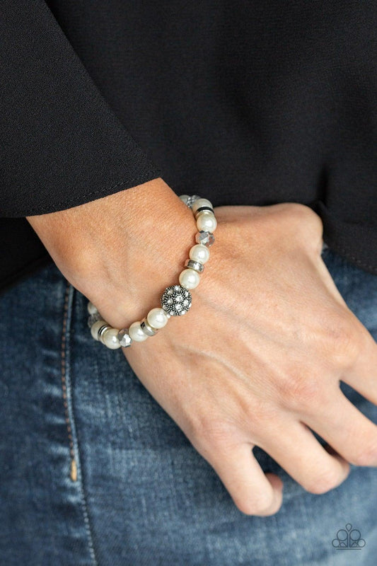 Paparazzi Accessories-Twinkling Timelessness - White Bracelet