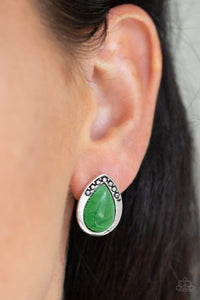 Paparazzi Accessories-Stone Spectacular Green Earrings