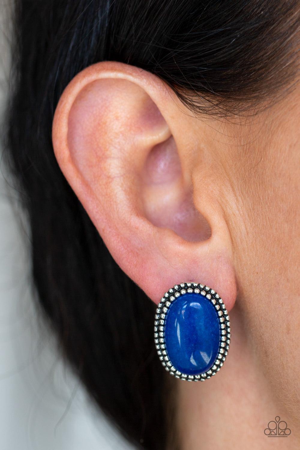 Paparazzi Accessories-Shiny Sediment - Blue Earrings