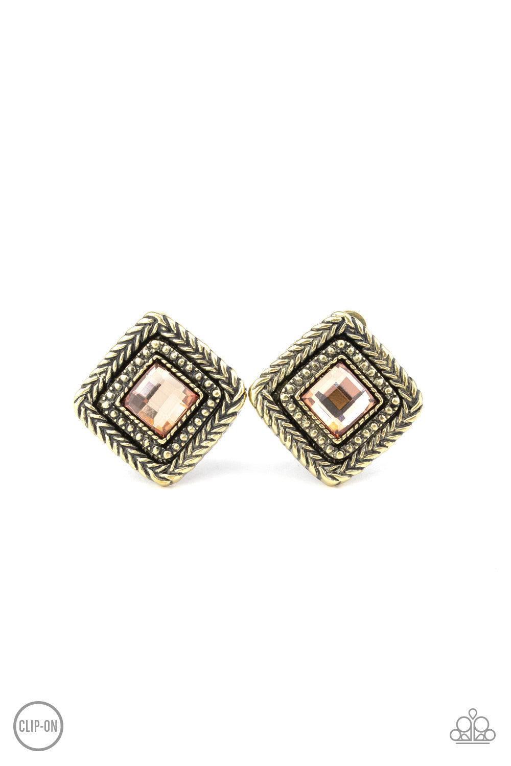 Paparazzi Accessories-Fashion Square - Brass Earrings