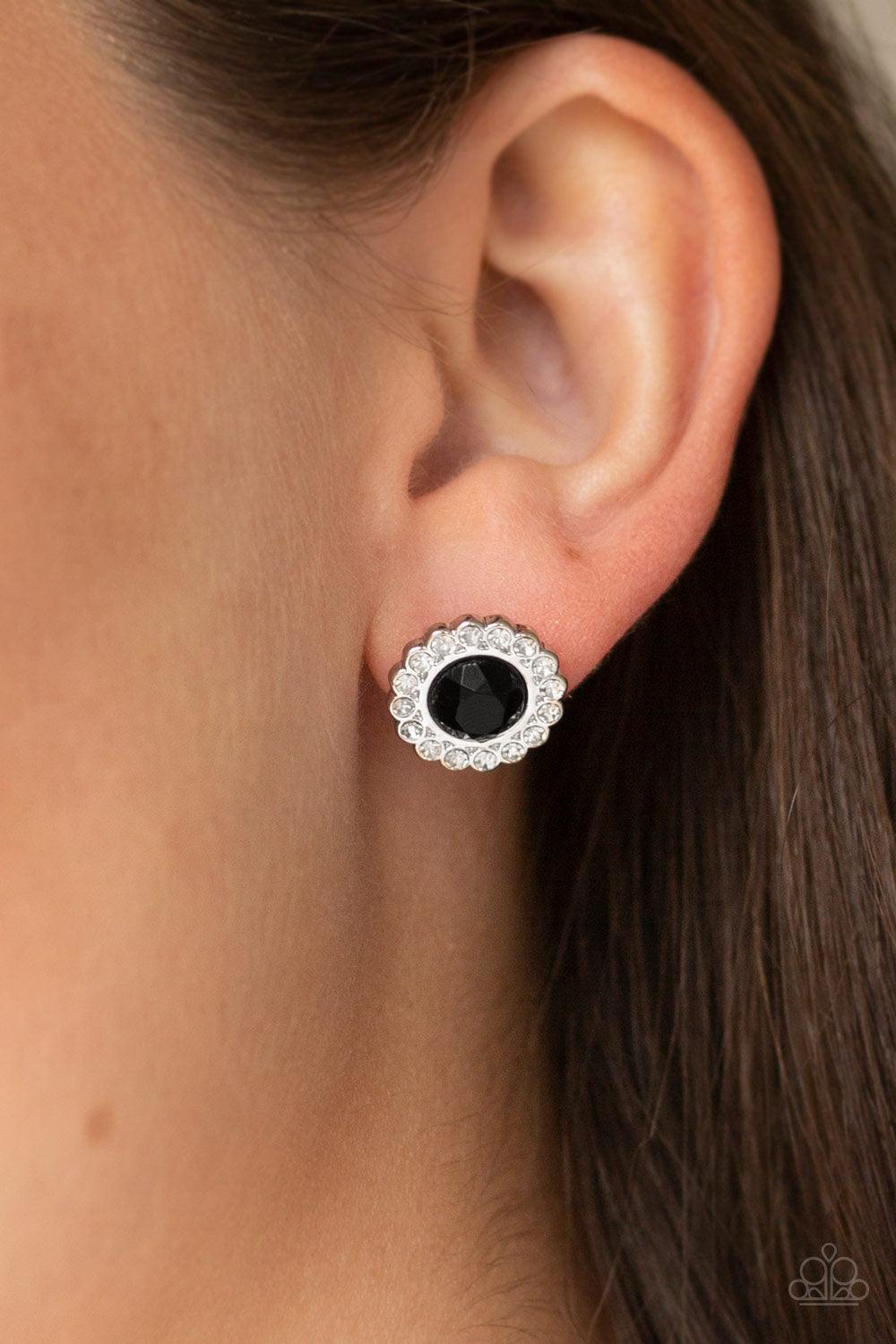 Paparazzi Accessories-Floral Glow - Black Earrings