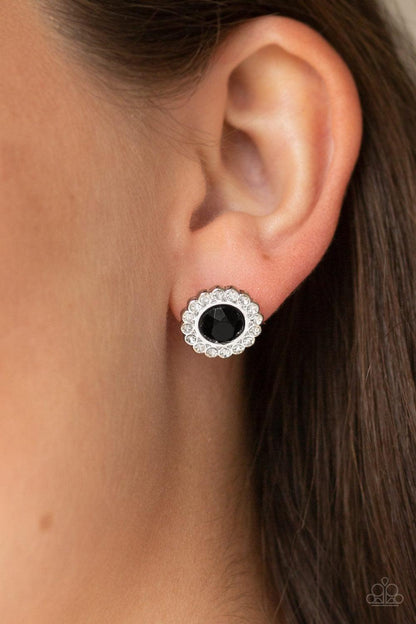 Paparazzi Accessories-Floral Glow - Black Earrings