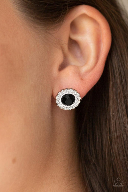 Paparazzi Accessories-Floral Glow - Black Earrings