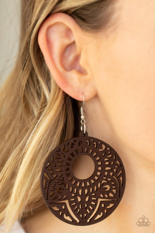 Paparazzi Accessories-Mandala Mambo - Brown Earrings