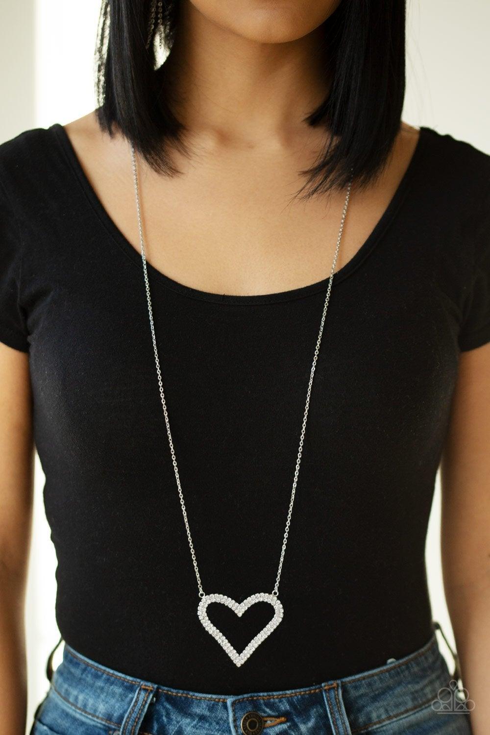 Paparazzi Accessories-Pull Some HEART-strings - White Necklace