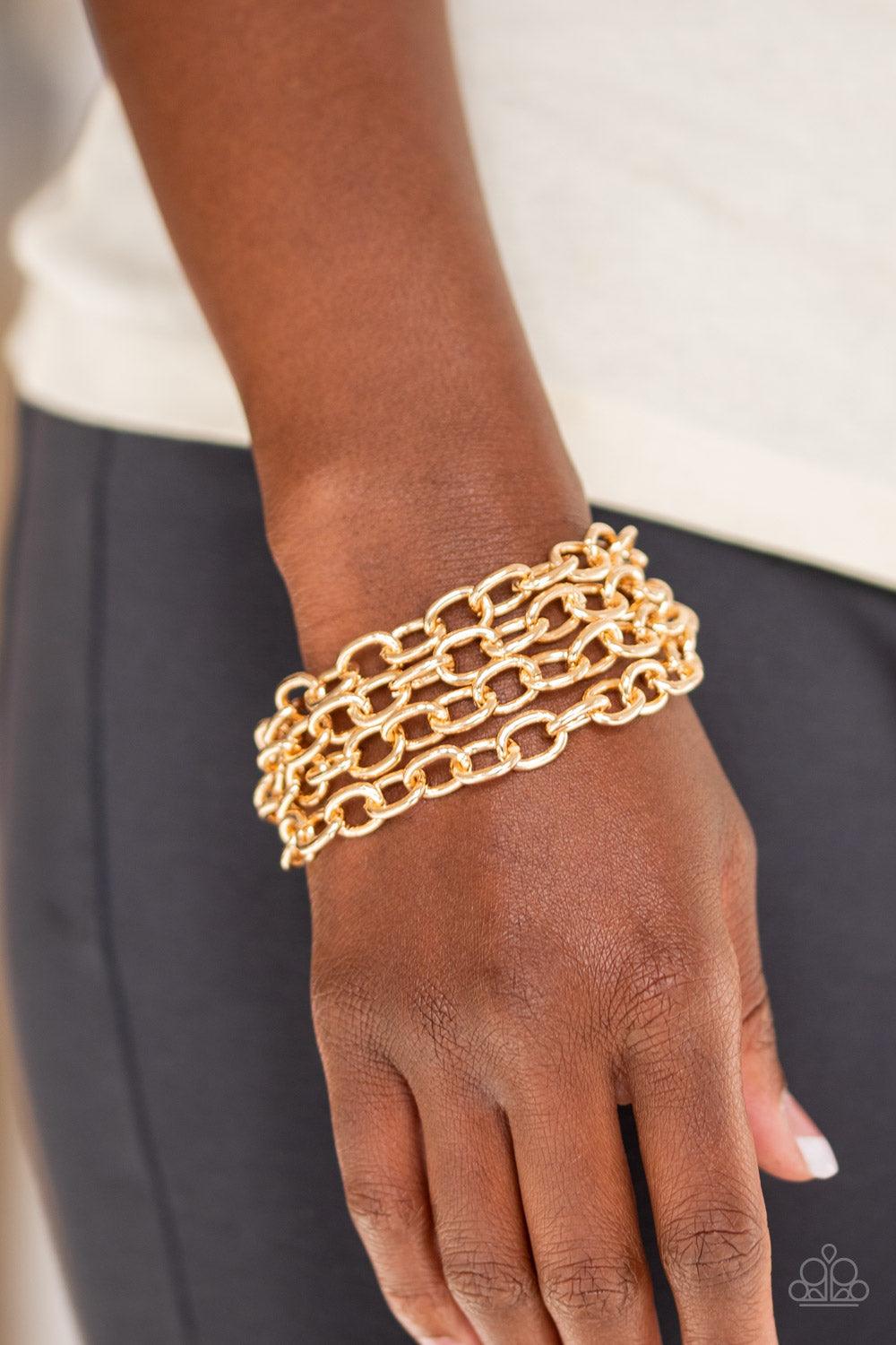 Paparazzi Accessories-Fast Ball - Gold Bracelet