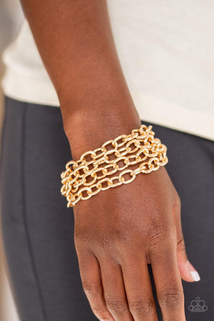 Paparazzi Accessories-Fast Ball - Gold Bracelet