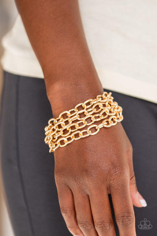 Paparazzi Accessories-Fast Ball - Gold Bracelet