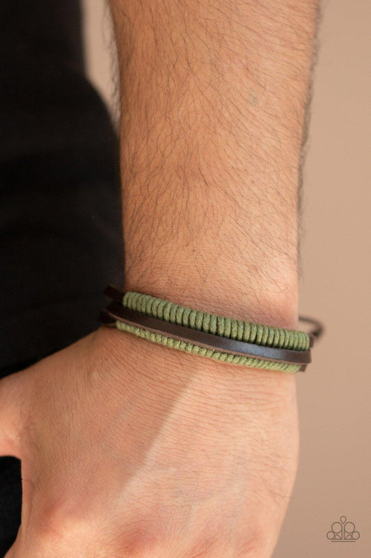 Paparazzi Accessories-Rugged Roper - Green Urban Bracelet