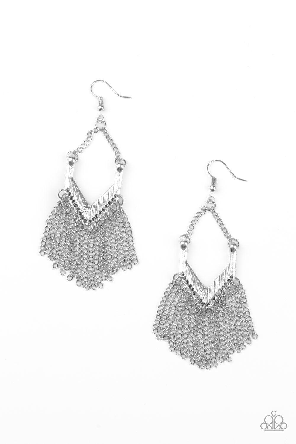 Paparazzi Accessories-Unchained Fashion - Silver Earrings