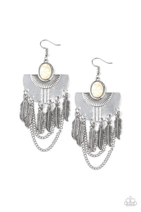 Paparazzi Accessories-Sure Thing, Chief! - White Earrings