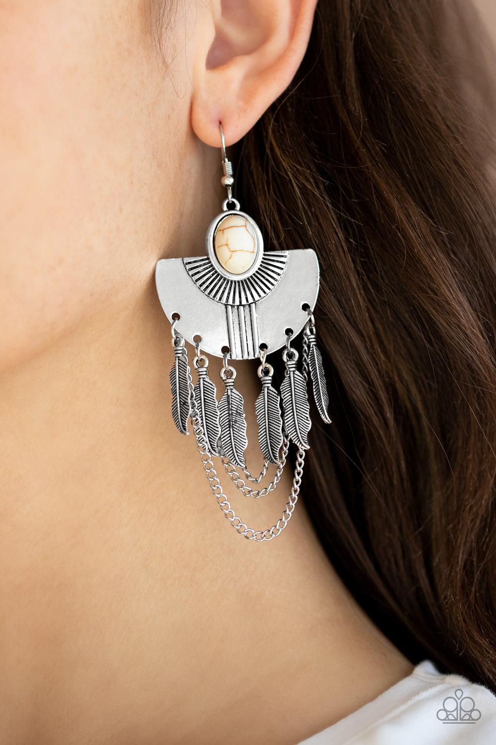 Paparazzi Accessories-Sure Thing, Chief! - White Earrings