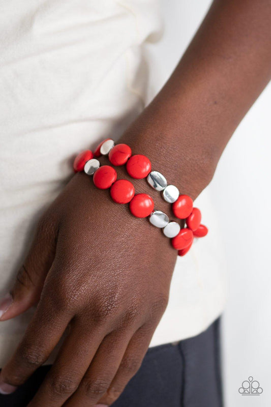 Paparazzi Accessories-Simply Sedimentary - Red Bracelet