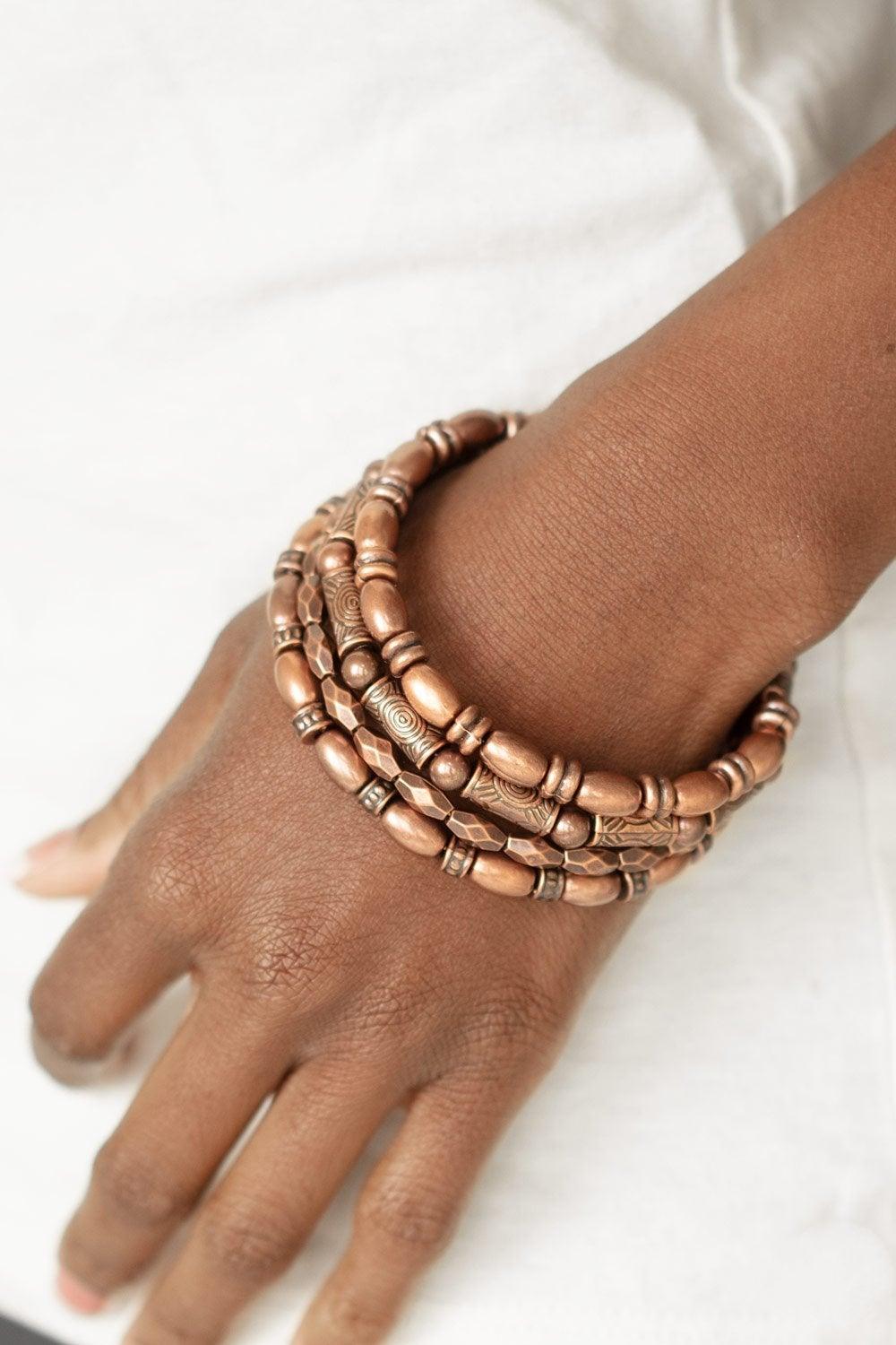 Paparazzi Accessories-Texture Throwdown - Copper Bracelet
