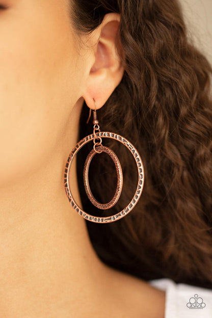 Paparazzi Accessories-Fiercely Focused - Copper Earrings