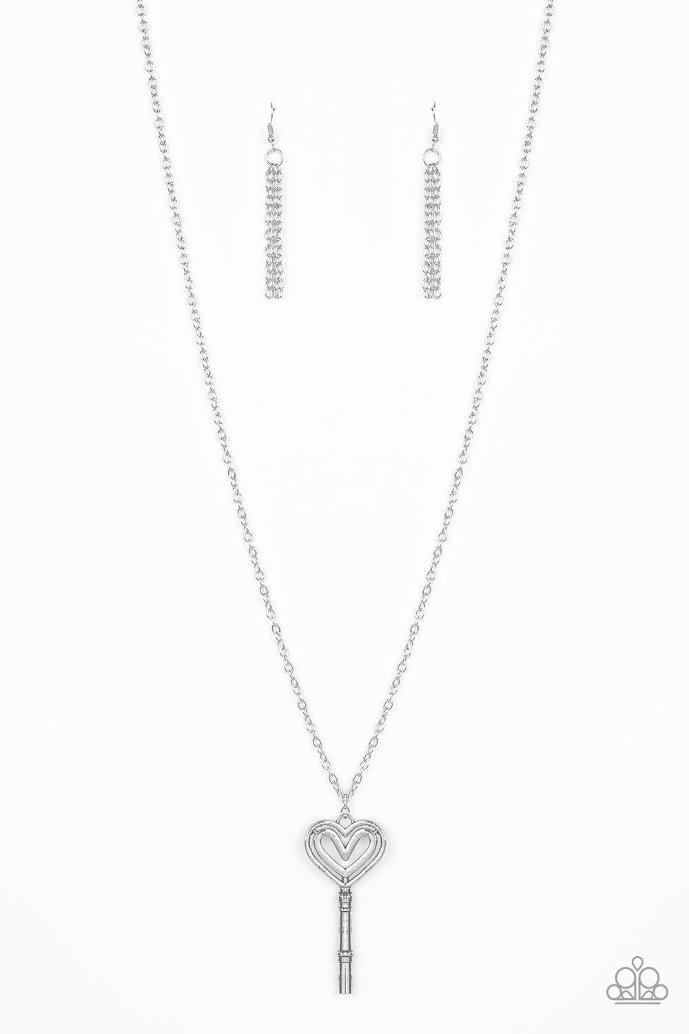 Paparazzi Accessories-Unlock My Heart - Silver Necklace