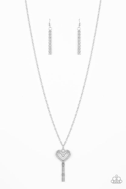 Paparazzi Accessories-Unlock My Heart - Silver Necklace