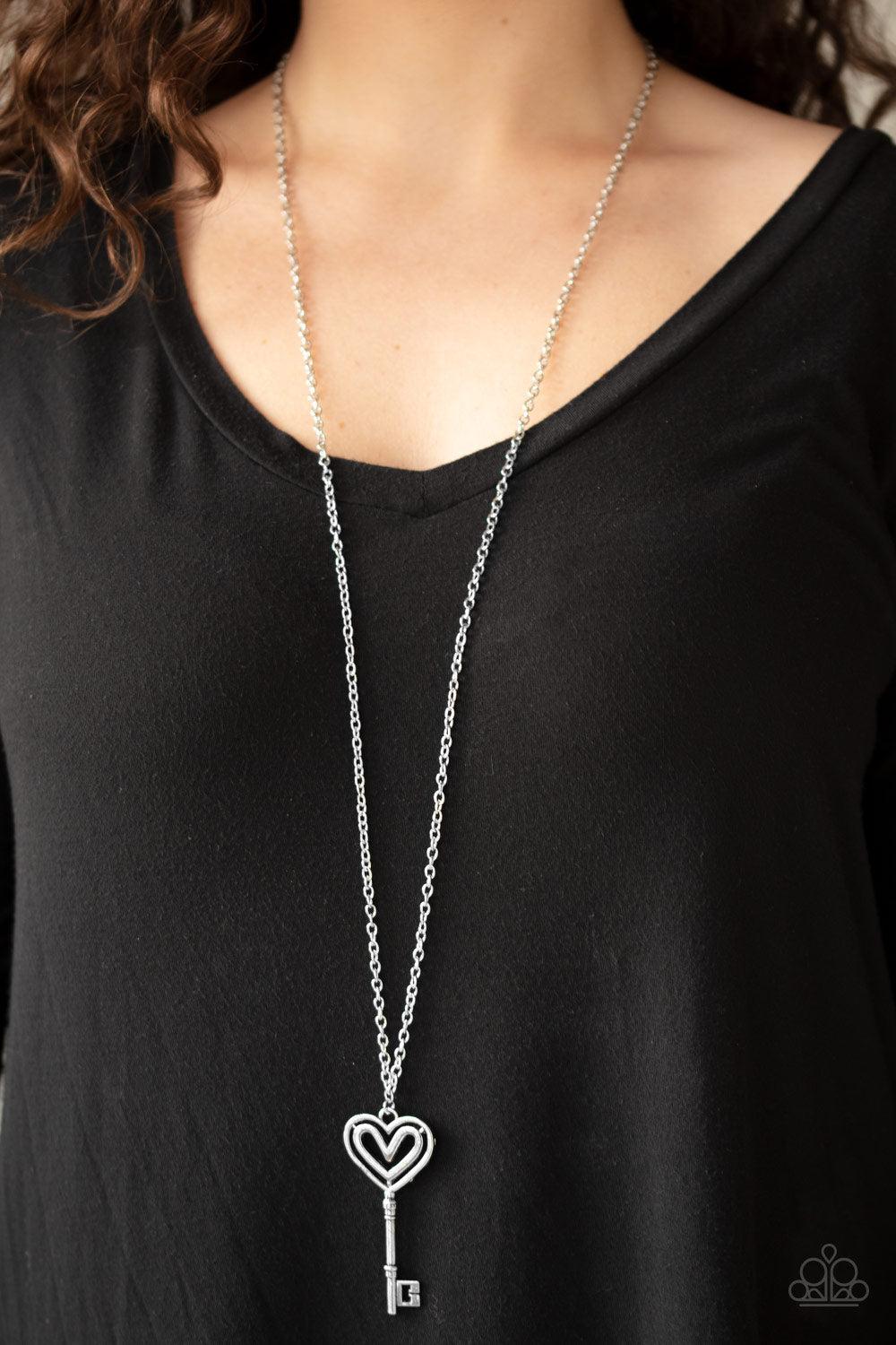 Paparazzi Accessories-Unlock My Heart - Silver Necklace