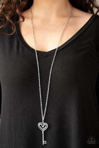 Paparazzi Accessories-Unlock My Heart - Silver Necklace