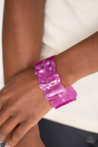 Paparazzi Accessories-Retro Ruffle - Purple Cuff Bracelet