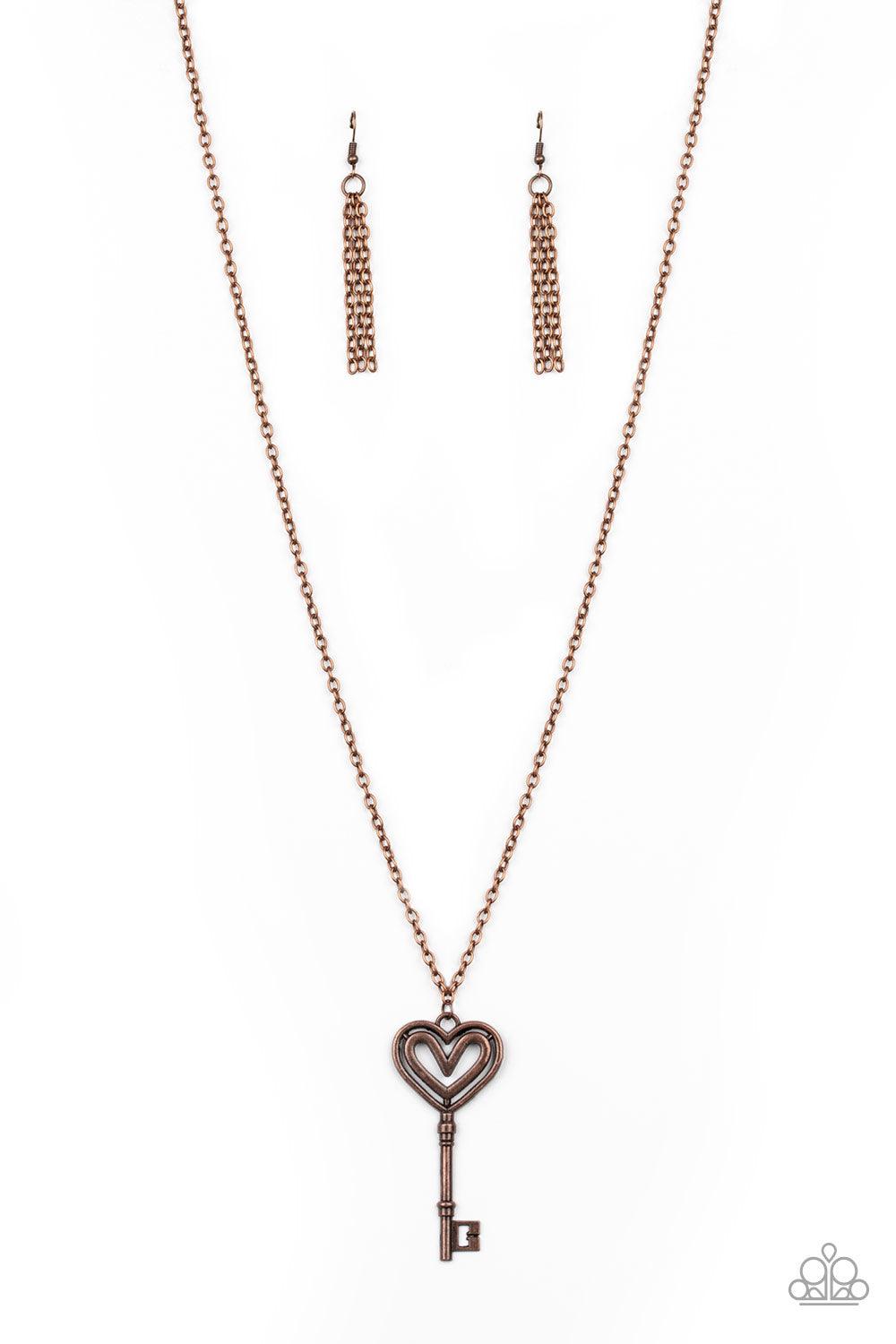 Paparazzi Accessories-Unlock My Heart - Copper Necklace