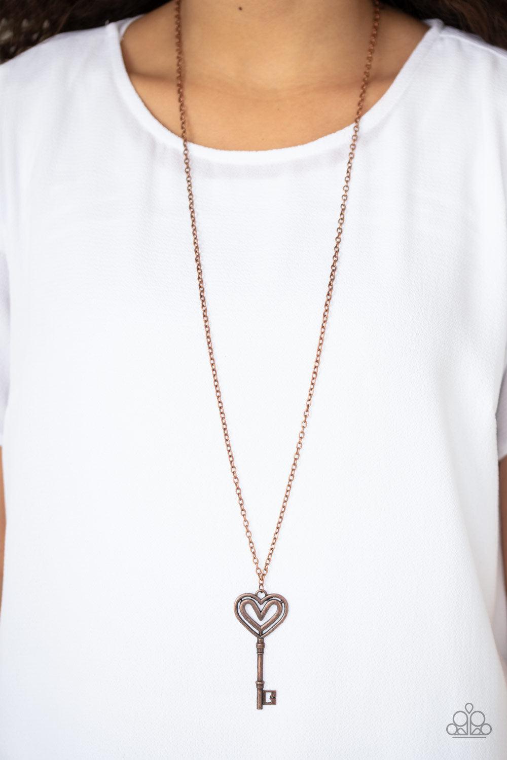 Paparazzi Accessories-Unlock My Heart - Copper Necklace