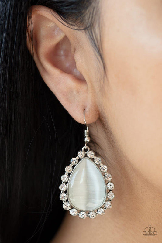 Paparazzi Accessories-Teardrop Trendsetter - White Earrings