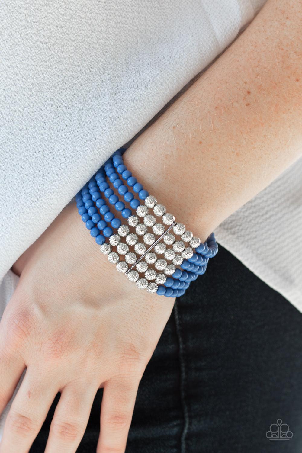 Paparazzi Accessories-LAYER It On Thick - Blue Bracelet