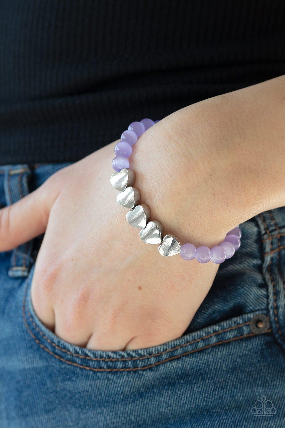 Paparazzi Accessories-Heart-Melting Glow - Purple Bracelets