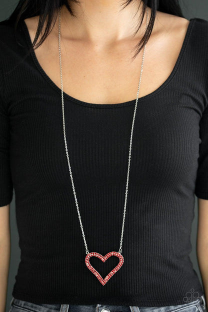 Paparazzi Accessories-Pull Some HEART-strings - Red Necklace