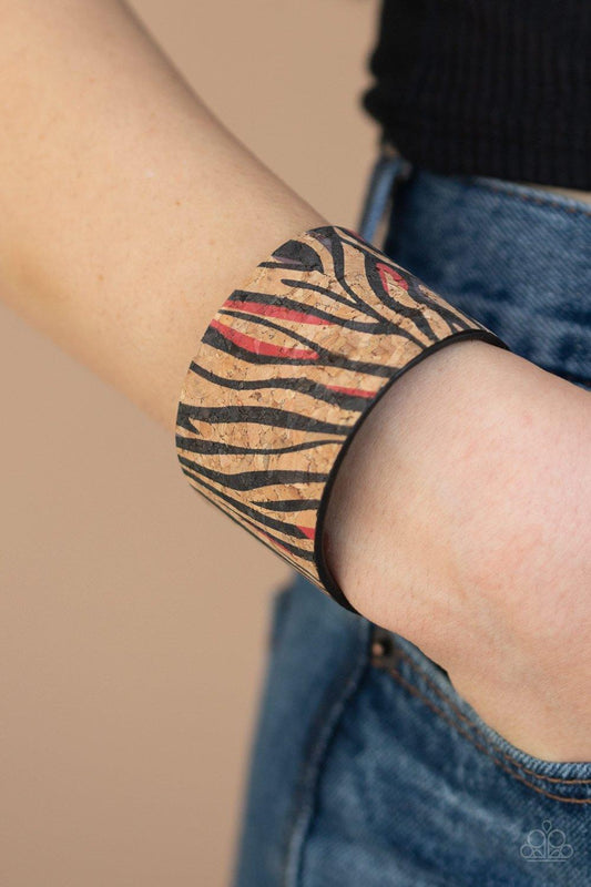 Paparazzi Accessories-Zebra Zone - Red Cuff Bracelet