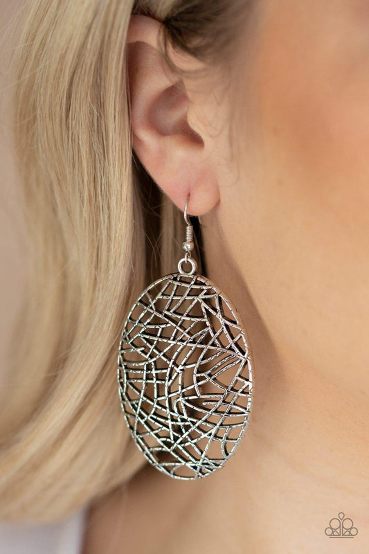 Paparazzi Accessories-Way Out of Line - Silver Earrings