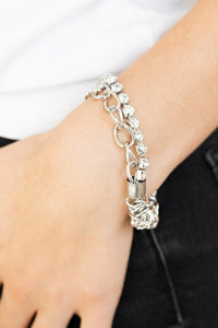 Paparazzi Accessories-Glamour Grid - White Bracelet