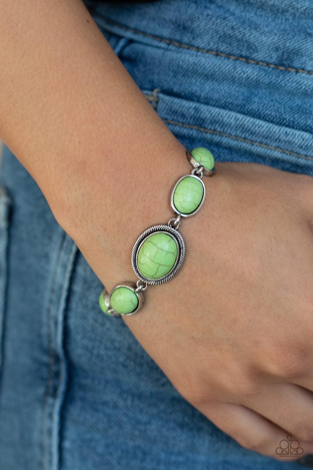 Paparazzi Accessories-Serene Stonework - Green Bracelet