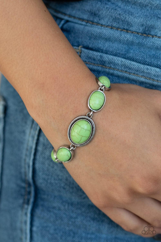 Paparazzi Accessories-Serene Stonework - Green Bracelet