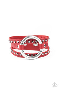Paparazzi Accessories-Studded Statement-Maker - Red Bracelet
