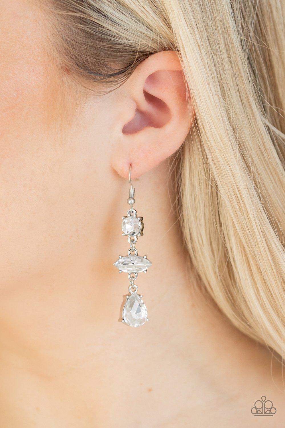 Paparazzi Accessories-Starlet Twinkle - White Earrings