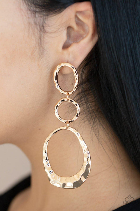 Paparazzi Accessories-Radically Rippled - Gold Earrings