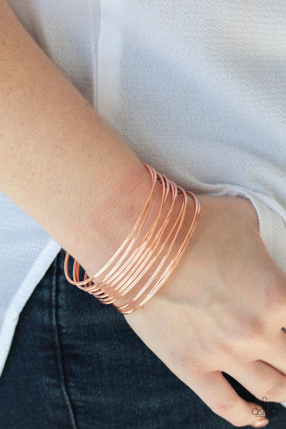 Paparazzi Accessories-HAUTE Wired - Copper Cuff Bracelet