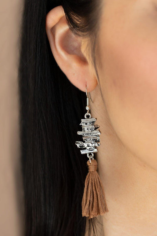 Paparazzi Accessories-Tiki Tassel - Brown Earrings